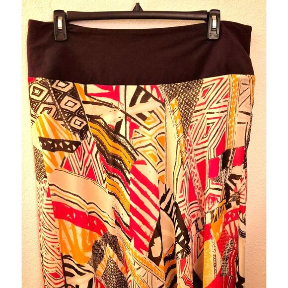 Vintage Jones New York Abstract Brightly Printed Flowy Maxi Skirt Size 2X EUC - Picture 3 of 10